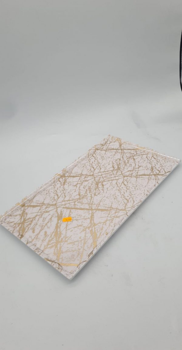 Plateau rectangle assiette mélamine marbré gold 25cm/43cm