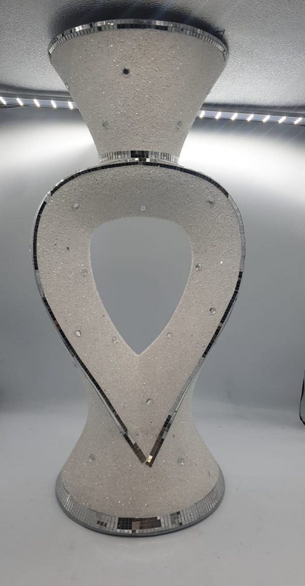 vase xxl en forme de coeur strass blanc silver