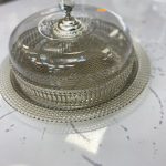 plateau en verre avec cloche silver