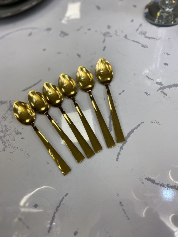 couverts petites cuillères en acier gold par 6