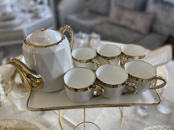 Service à café ou thé en porcelaine gold ou silver
