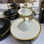 Tajine plat de service gold et blanc /3