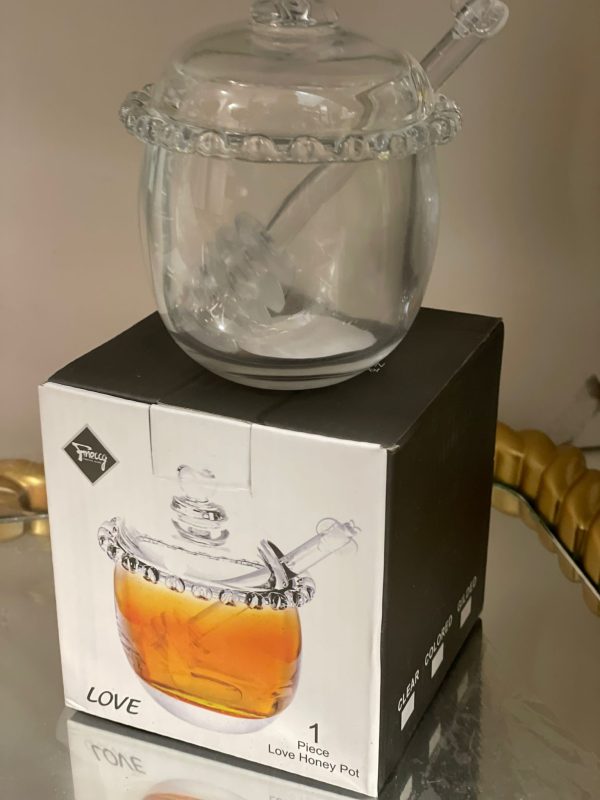 Pot à miel en verre avec cuillère
