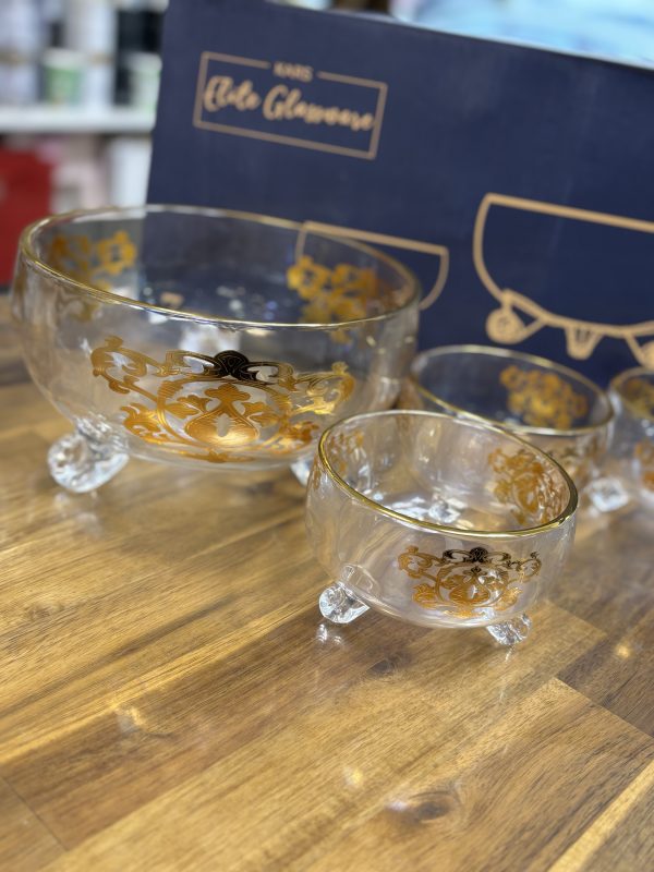 Saladier + 6 bols gold