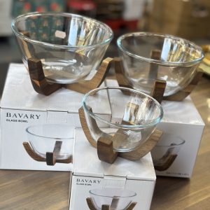 Saladier en verre bois d’acacia taille S