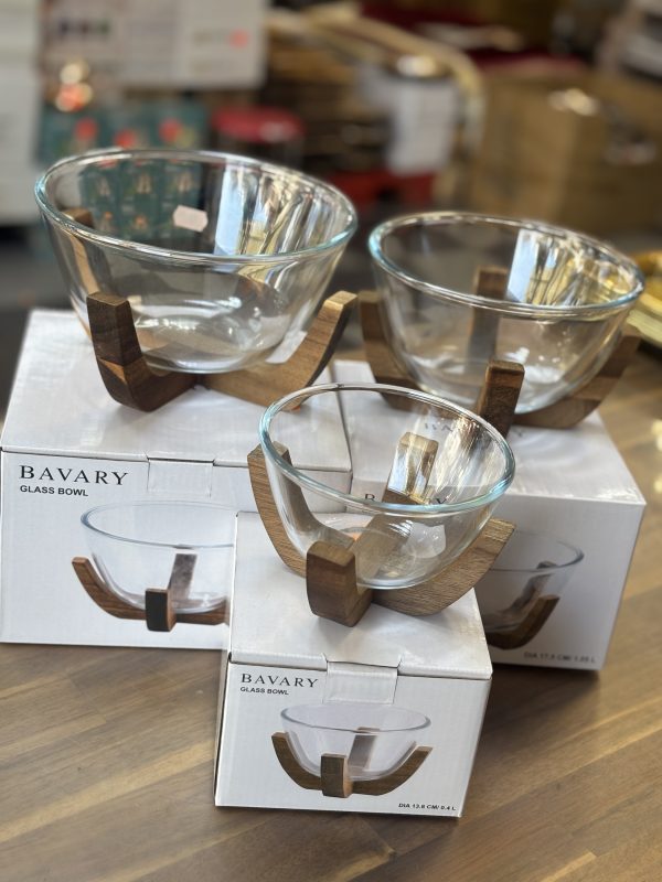 Saladier en verre bois d’acacia taille S