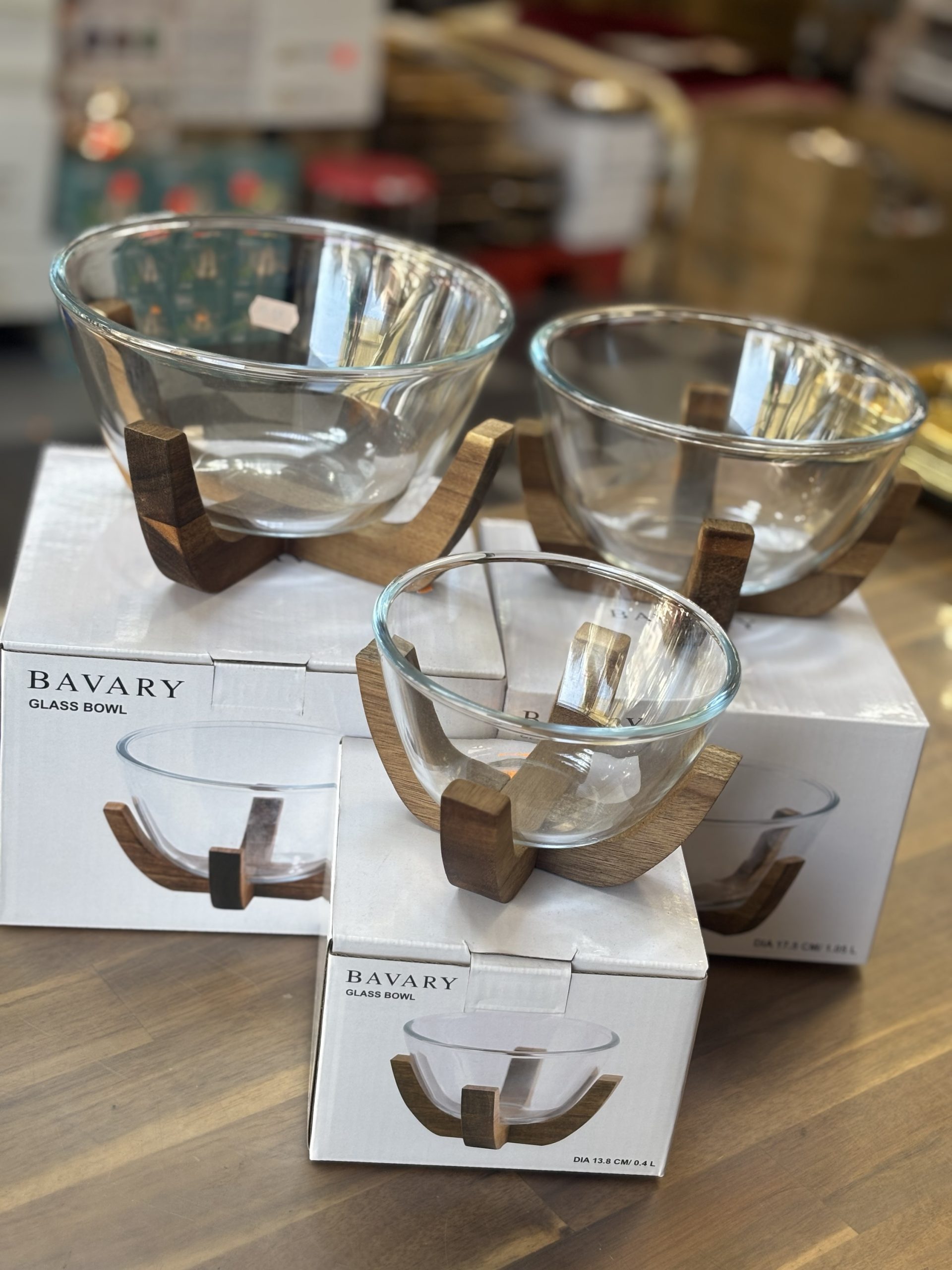 Saladier en verre bois d’acacia taille S
